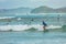 10/06/2017 Pantau Mawun, Lombok, Indonesia. Young woman learns to surf.