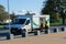 10/09/2019 Portsmouth, Hampshire, UK A PHS group work unloading his van wearing hi vis clothing