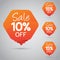 10% 15% Sale, Disc, Off on Cheerful Orange Tag for Marketing Retail Element Design