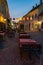 10.21.2022 - Szentendre, Hungary: Main square with beautiful city lights in Szentendre Hungary next to Budapest with