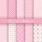 10 Cute different vector seamless patterns. Pink