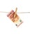10 Euro banknote hanging on clothesline on white background.