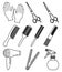 10 line art black and white hairdresser tools