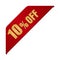 10% off icon illustration for e-commerce site etc.  corner ribbon