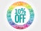 10% OFF stamp words cloud