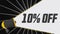 10 percent off. Megaphone in promotion banner. Advertising, marketing speech. 4K video animation