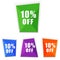 10 percentages off, four colors labels