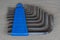 10 Piece Allen wrench set in blue holder. Grey background