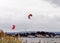 10 September 2021 - Poole, UK: View of harbour with people kite surfing