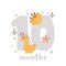 10 ten months anniversary card. Baby shower print with cute animal dino and flowers capturing all special moments. Baby