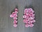 10, ten - vintage number of pink roses on the background of dark wood
