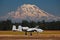 A-10 Thunderbolt jet aircraft and Mt. Rainier