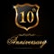 10 year anniversary golden label, 10th anniversary decorative golden emblem