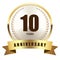 10 years anniversary badge ribbon silver gold metallic logo