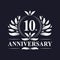 10 years Anniversary logo, luxurious 10th Anniversary design celebration.