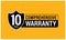 10 years comprehensive warranty vector icon