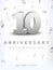 10 years silver number anniversary celebration event. Anniversary banner ceremony design for 10 age