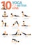 10 Yoga poses for workout in better love concept. Woman exercising for body stretching. Yoga posture or asana for fitness.