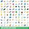 100 active life icons set, isometric 3d style