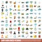 100 airlines icons set, flat style