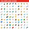 100 airplane icons set, isometric 3d style