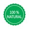 100% all natural green stamp, label, sticker or seal flat vector icon for products and websites .