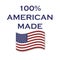 100% American Made vector with waving American flag. Products made in the US are a source of pride for Americans