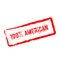 100% American red rubber stamp isolated on white.