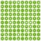 100 amusement icons hexagon green