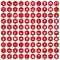100 amusement icons hexagon red