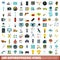100 anthropogenic icons set, flat style