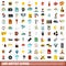 100 artist icons set, flat style