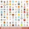 100 artistic guidance icons set, flat style