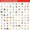 100 artwork icons set, isometric 3d style