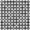 100 astronomy icons set black circle