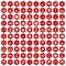 100 audience icons hexagon red