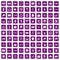 100 audio icons set grunge purple
