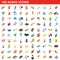 100 audio icons set, isometric 3d style