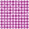 100 banquet icons hexagon violet