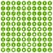 100 barber icons hexagon green