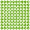 100 beard icons hexagon green