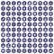 100 beard icons hexagon purple