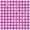 100 beard icons hexagon violet