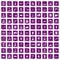 100 beard icons set grunge purple
