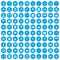 100 binoculars icons set blue