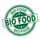 100 bio food label vector, painted round emblem icon for products packaging. Bio sign with text 100 percent, tag circle