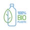 100% bioplastic, biodegradable, compostable vector line icon