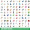 100 body icons set, isometric 3d style