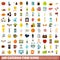 100 catering firm icons set, flat style