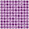 100 chemistry icons set grunge purple